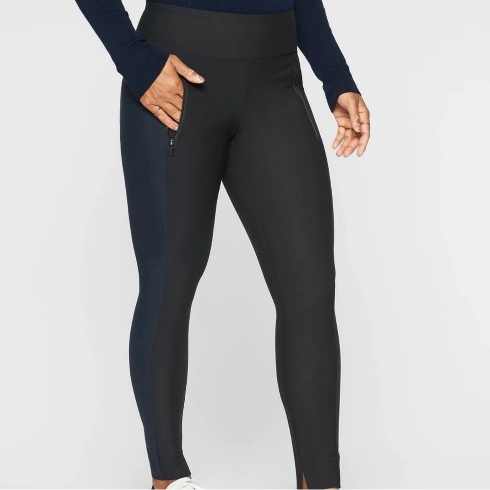 Athleta Stellar Tight Leggings Black Blue Size Small